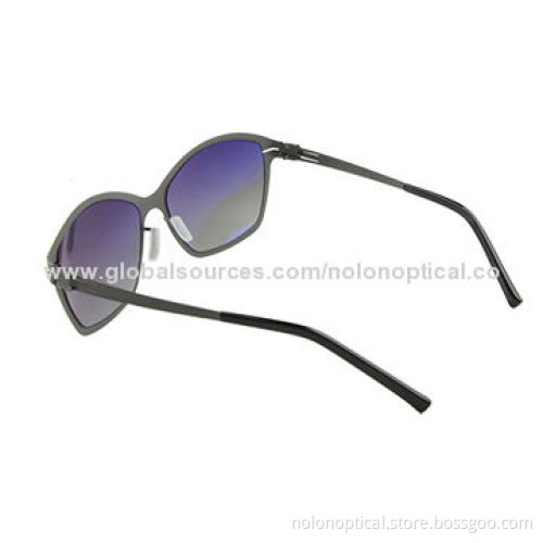 Cat eye fashion acetate sunglasses with metal decoration